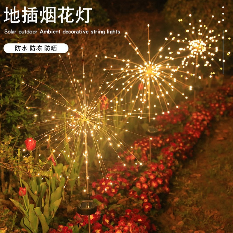 Solar Firework Hage Stake LED Starburst Lys Med Telekopisk Rustfritt Stake Skanto