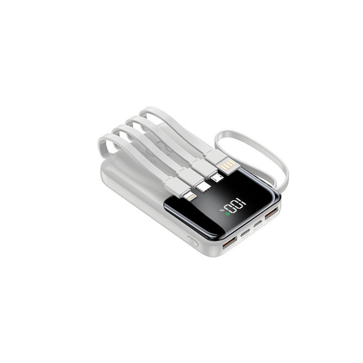 Bærbar Powerbank med flere innebygde ladekabler og digital skjerm Skanto
