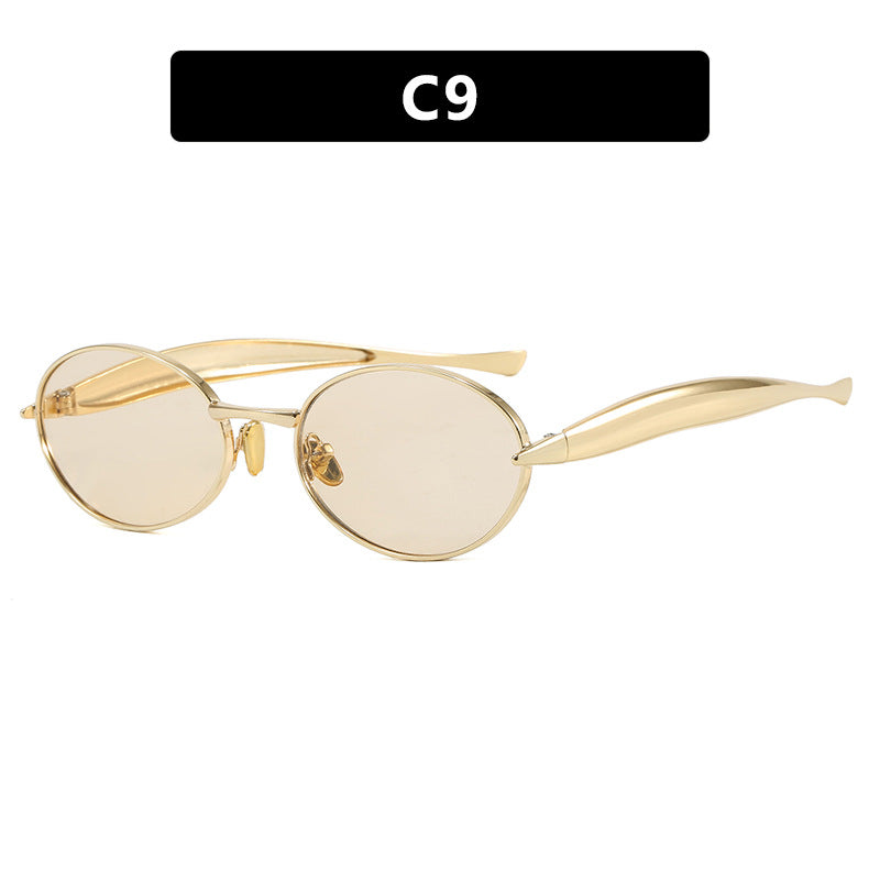 Women's Fashionable Oval Frame Sunglasses with Glittering Details Skanto