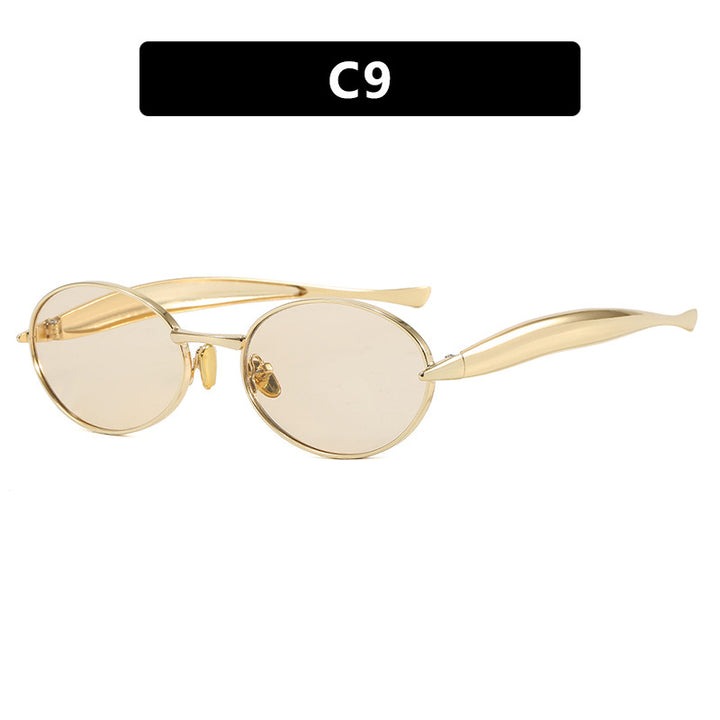 Women's Fashionable Oval Frame Sunglasses with Glittering Details Skanto