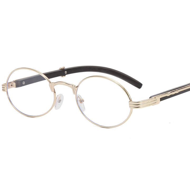 Dame rund designer solbrille med innovativ metallramme Skanto