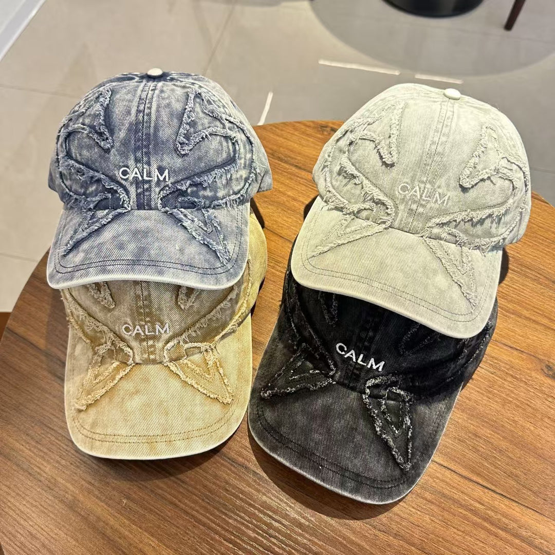 Unisex Slittet Denim Brodert Caps Skanto
