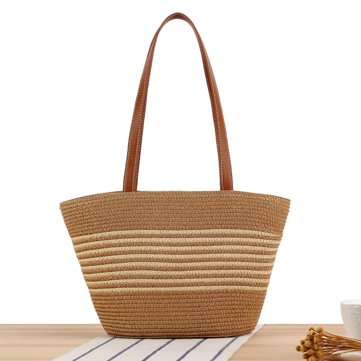 Tote bag with structured design of natural weave Skanto