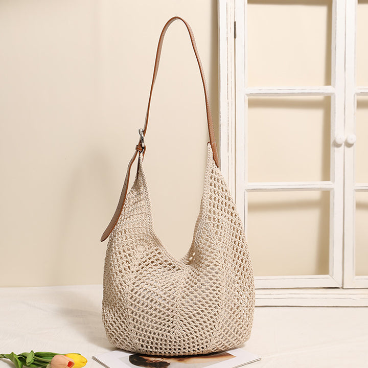 Light Net Tote Bag with Adjustable Leather Strap Skanto