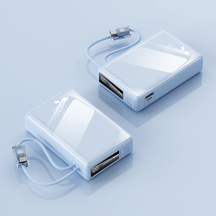 kompakt powerbank med integrert kabel og digital ladeindikator Skanto