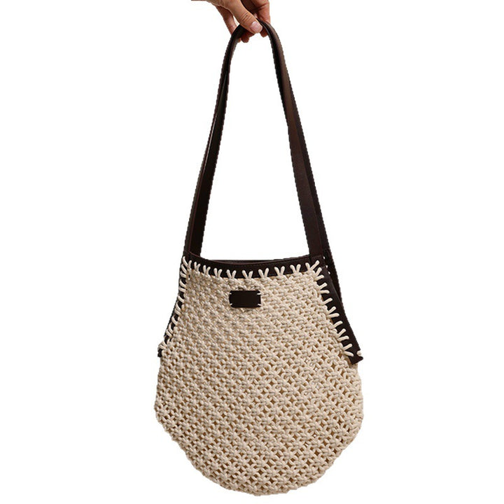 Hand-knotted tote bag with sturdy leather handles Skanto