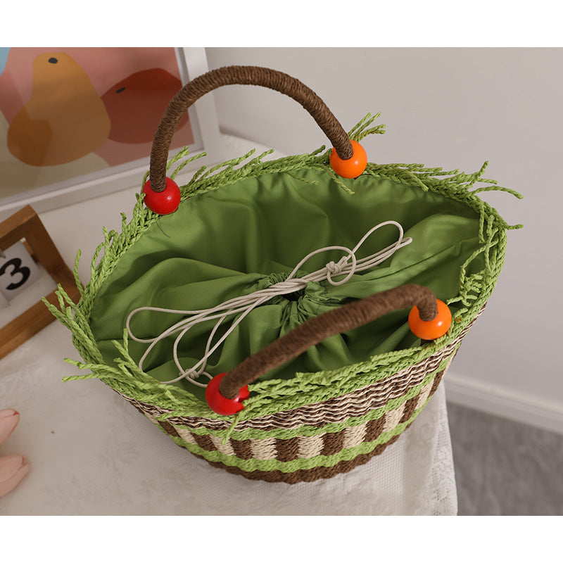 Handmade basket bag with cheerful gardening Skanto