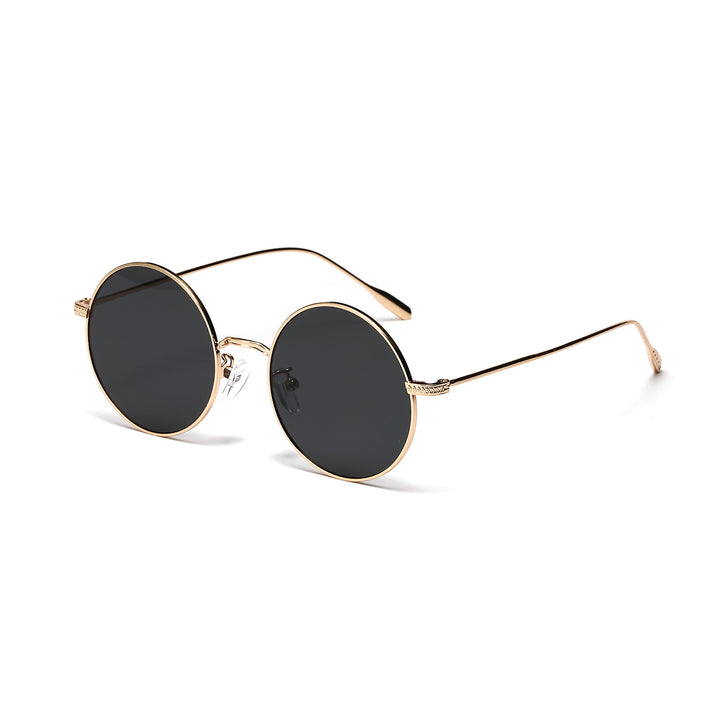 Dame rund moteriktig solbrille med glamorøs ramme Skanto