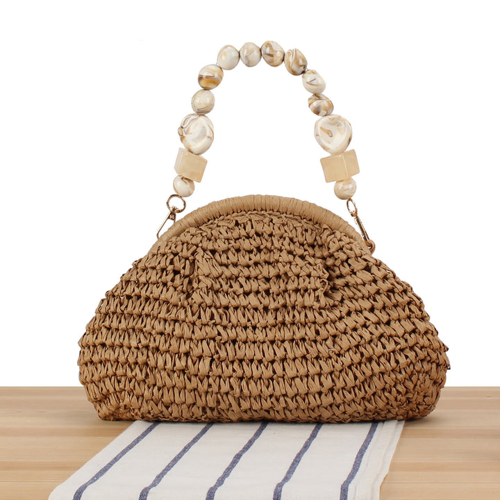 Stylish handbag with colorful beaded handle Skanto