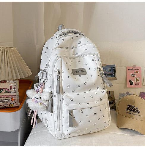 Multi-Pocket Stjerne-utsmykket Skole Rygsekk