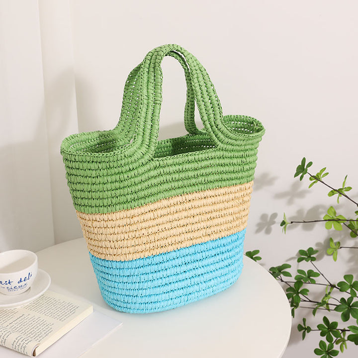 Handmade Durable Beach Bag with Cheerful Zigzag Pattern Skanto