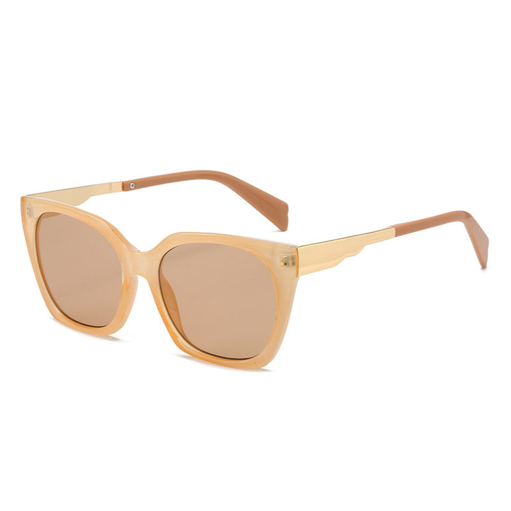 Dame Oversized-solbriller med elegant transparent ramme og gyldne aksenter Skanto