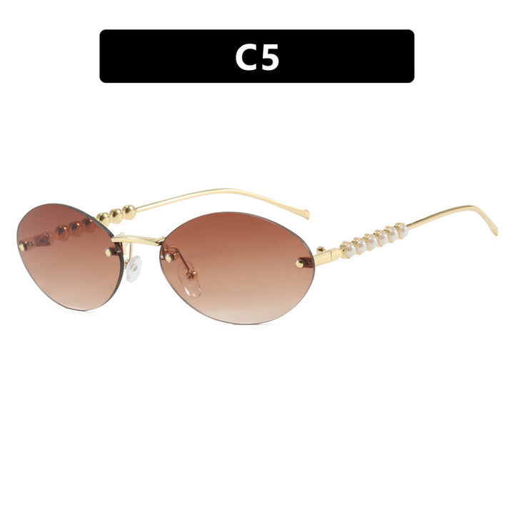 Women's stylish oval sunglasses with elegant decorations Skanto