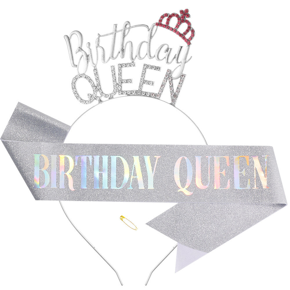 Damer Glitrende Hårbånd med "Birthday Queen"-skrift Skanto