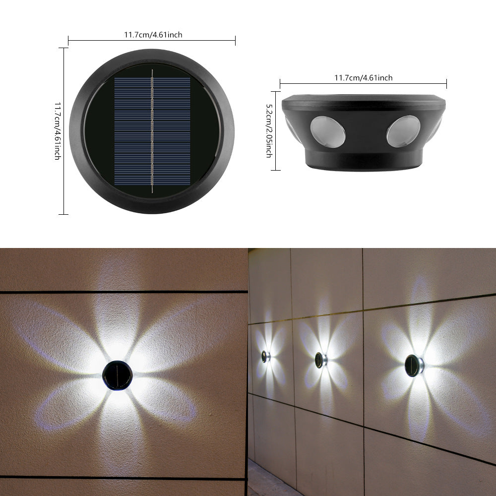 Rund Solvegglampe Med Kvadrant-Stråle LED Dekorativ Utendørs Vegglampe Og Værbestandig Hus Skanto