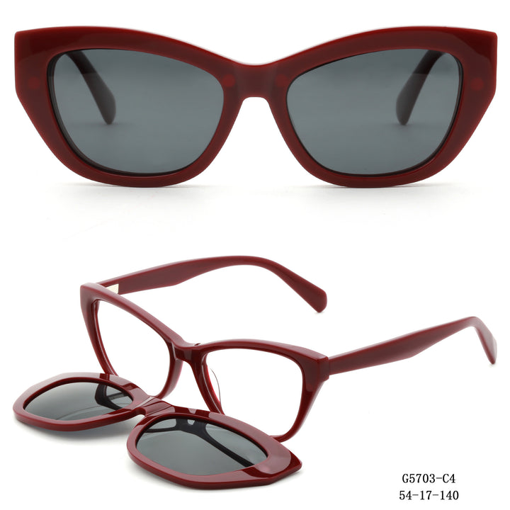 Dame Kunstnerisk utformet Cat-Eye solbriller med avtakbare glass Skanto