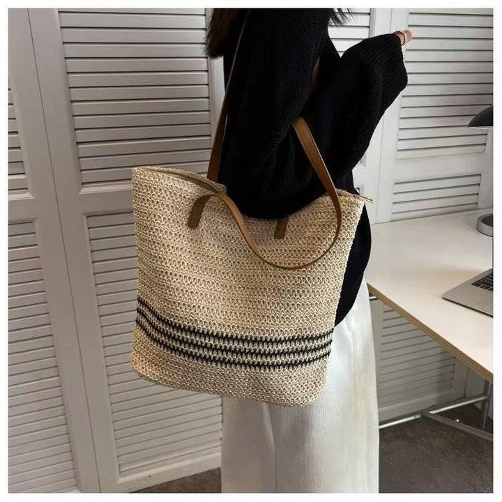Oversized Strandveske i Flettet Materiale Skanto