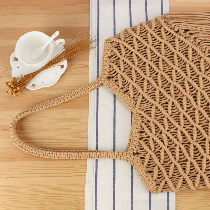 Macrame Tote Bag with Fringed Edges Skanto