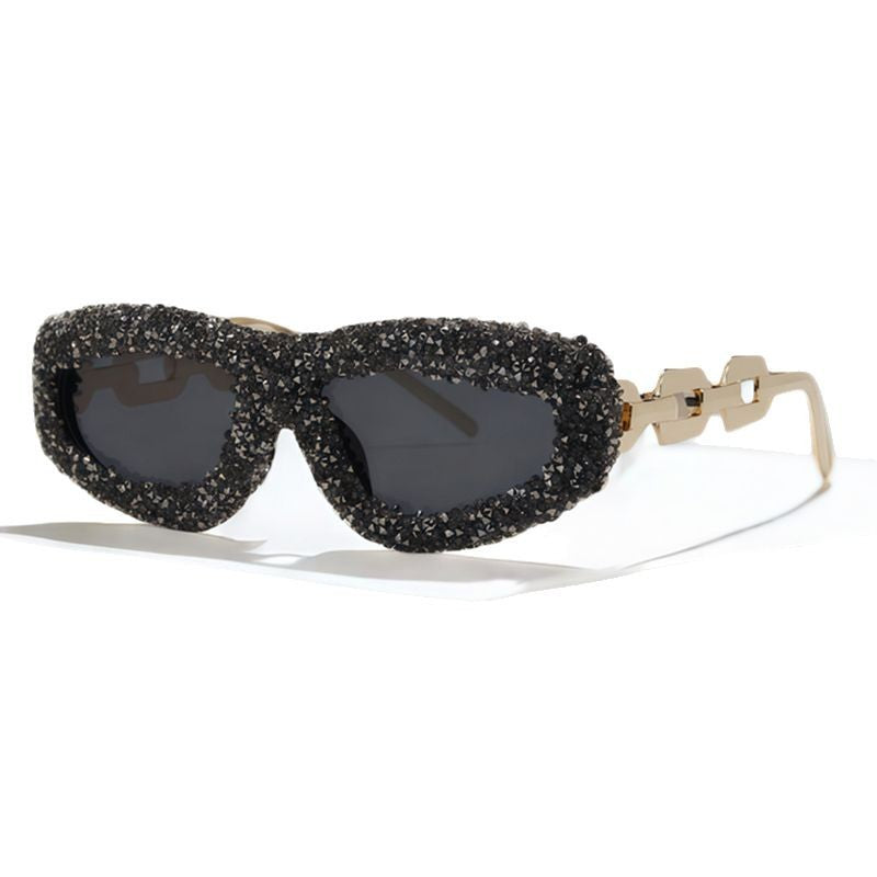 Dame Glamorøs solbrille med dekorert ramme Skanto