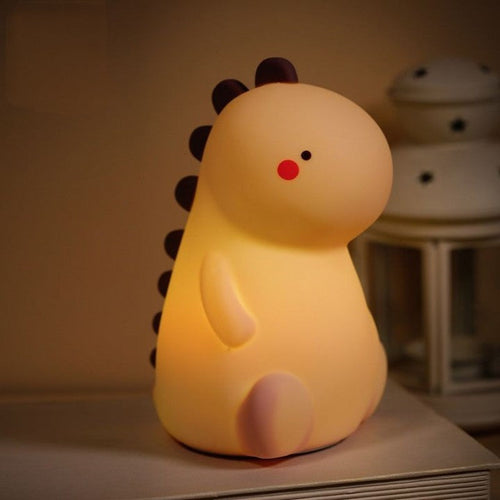 Skanto | Squishy Silikon Rødmende Dinosaur LED Nattlys - Perfekt Gave for Barn og Jenter