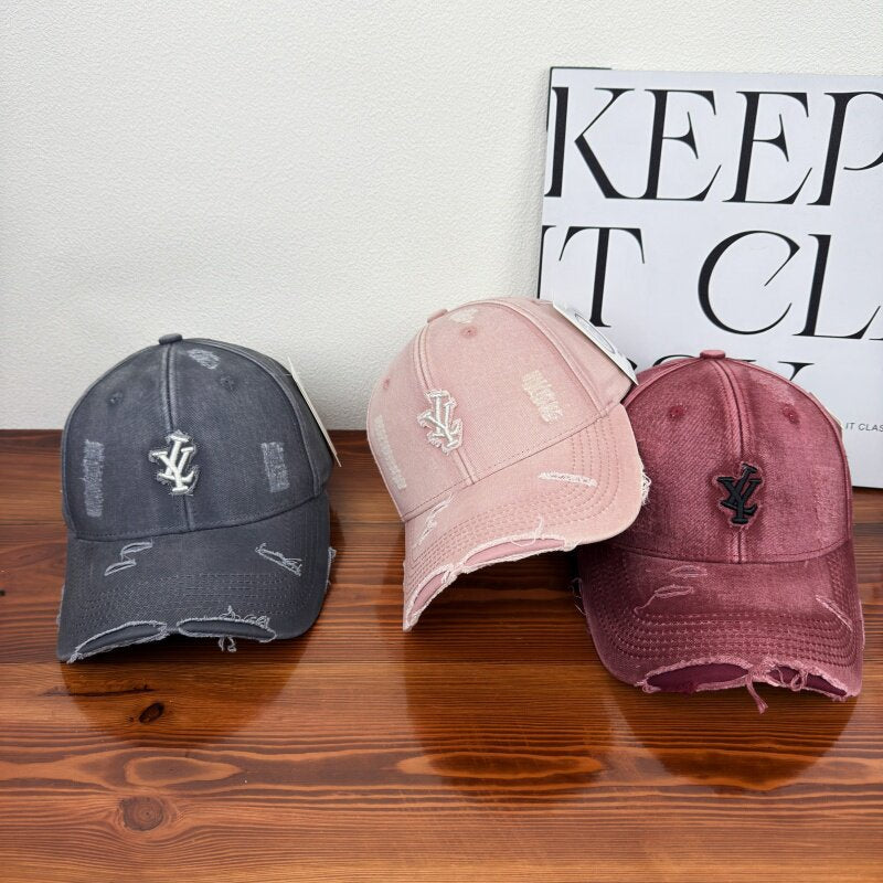 Herres Slitt Denim Justerbar Baseball Cap Skanto