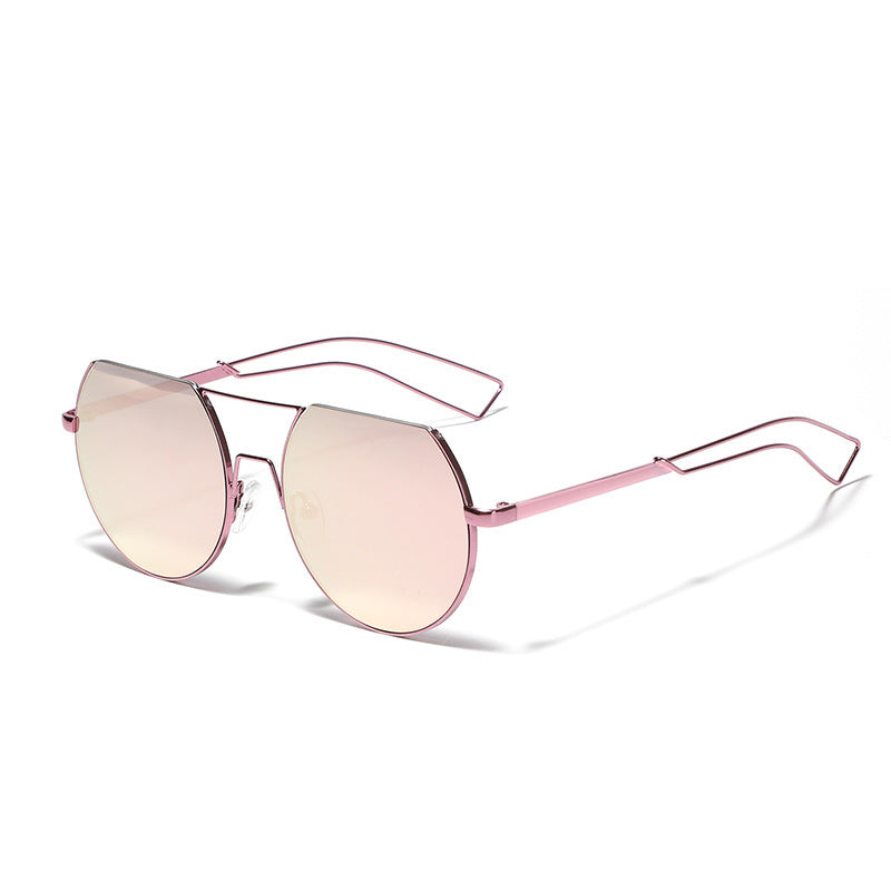 Dame geometrisk solbrille med gjennomsiktige linser og stilige metallrammer Skanto