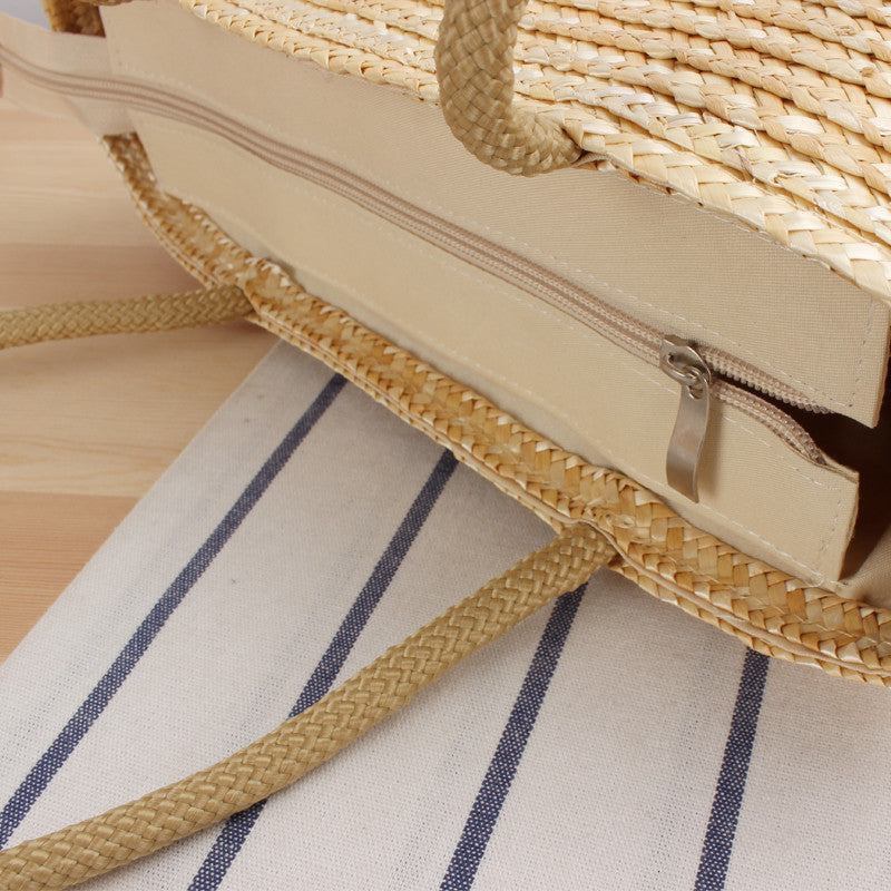 Handmade Straw Bag with Long Handles Skanto