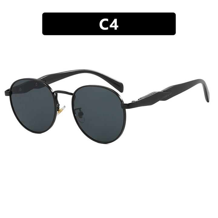 Women's round sunglasses with elegant, gold frame and UV protection Skanto