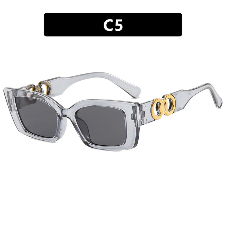 Women's Fashionable Square Sunglasses with Gold Embellishments Skanto