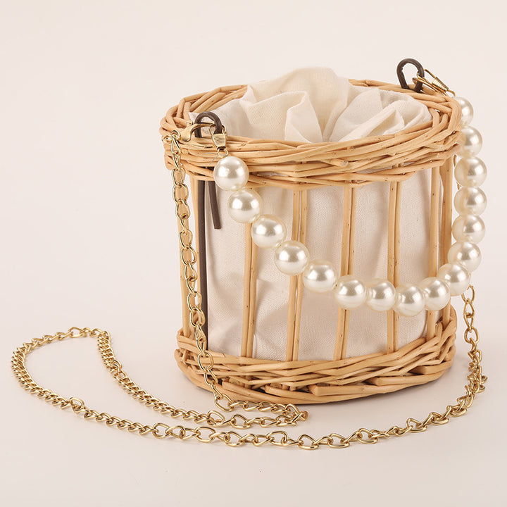 Dame elegant kurvveske med perlekjede Skanto