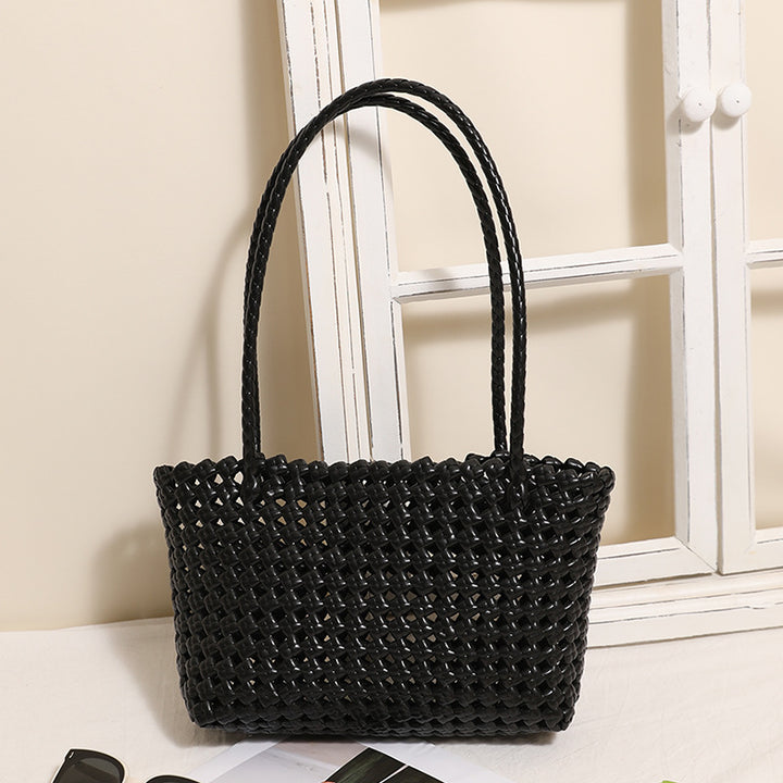 Braided beach bag with practical folding mechanism Skanto