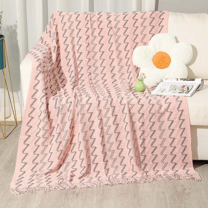 Kvinnens dekorative zigzag strikket teppe Skanto