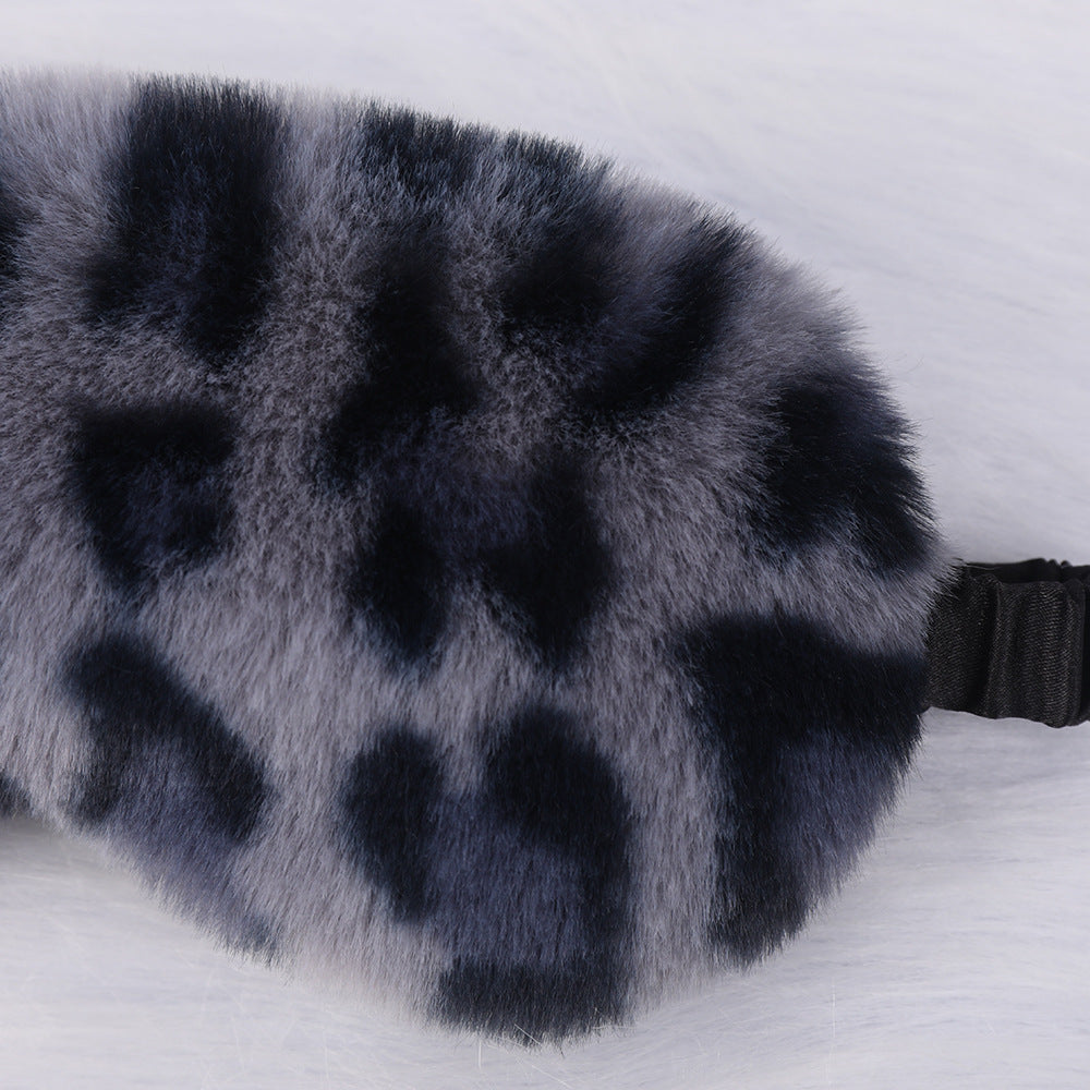 Dame nan luksuriøs kunstpels sovemaske med leopardmønster, ekstra myk polstring og elastisk komfortbånd Skanto