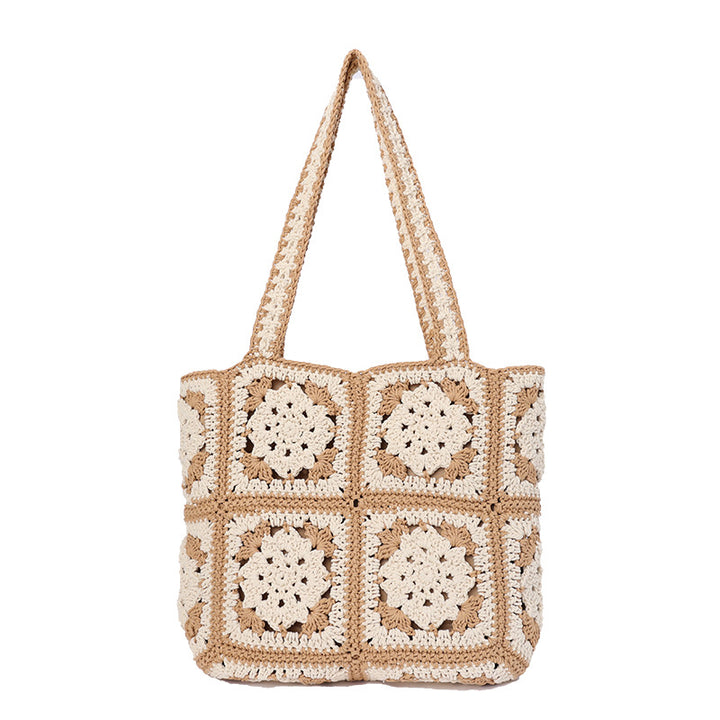 Håndlaget heklet bag med geometriske mønstre Skanto