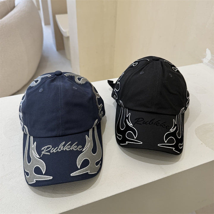 Herre Grafisk Flamme-Brodert Baseball Caps Skanto