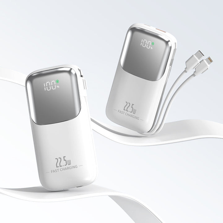 Høyytelses powerbank med intelligent ladeindikator og integrert kabel Skanto