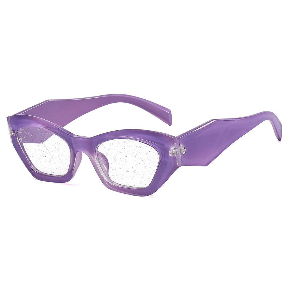 Dame geometrisk designer solbrille med glitrende ramme Skanto