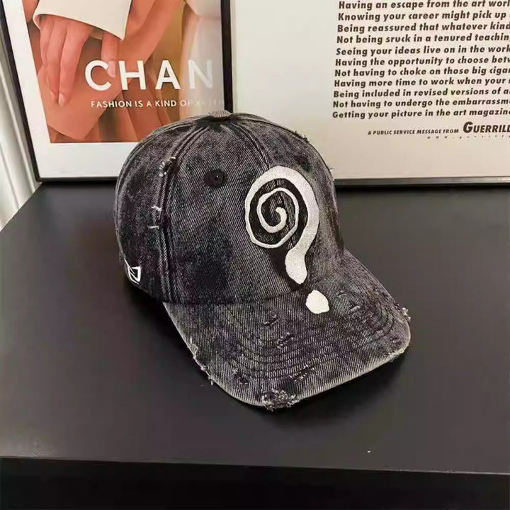 Kvinne Slitt Denimbasedball Caps med Grafisk Design Skanto