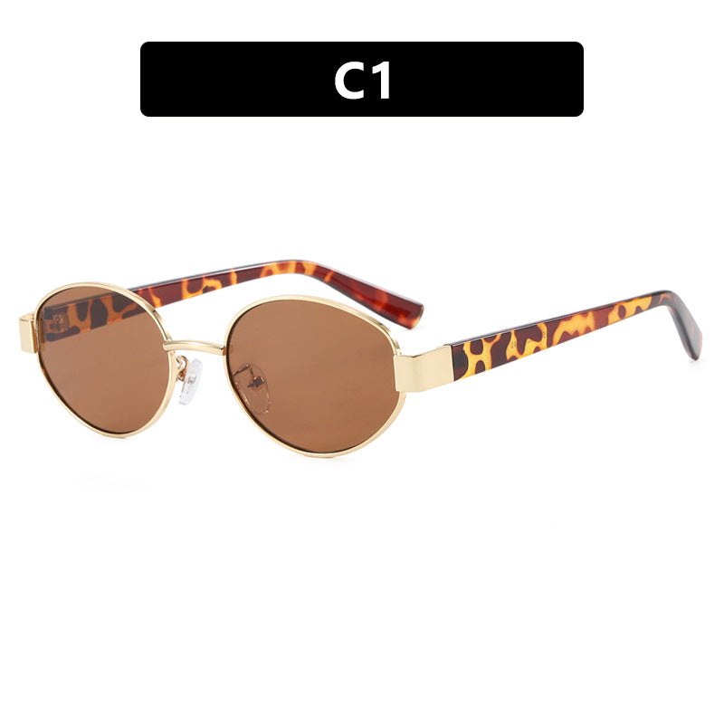 Women's fashionable sunglasses with exclusive leopard print and elegant metal frame Skanto