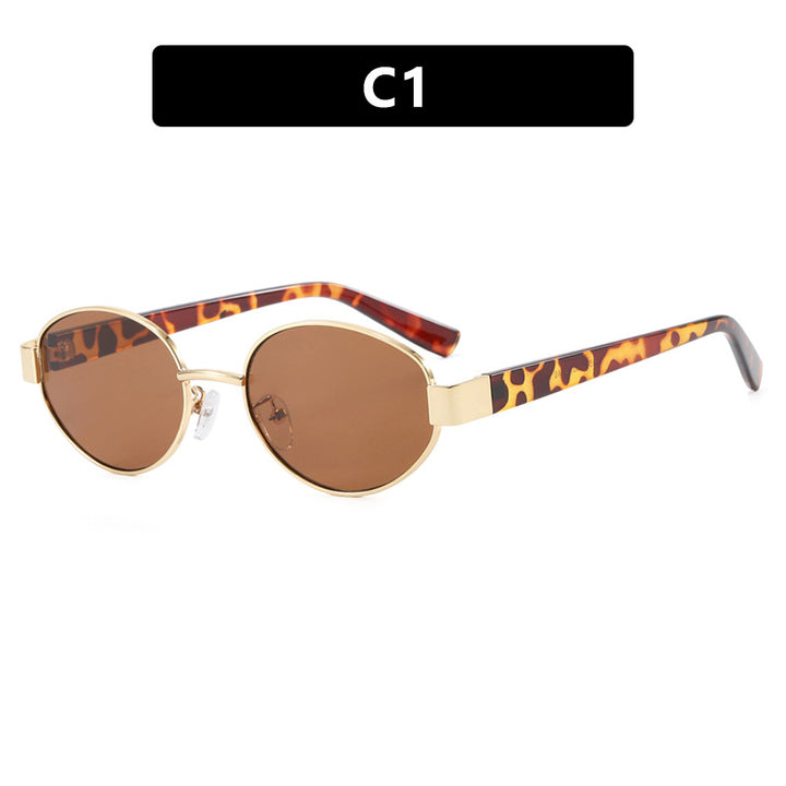 Women's fashionable sunglasses with exclusive leopard print and elegant metal frame Skanto