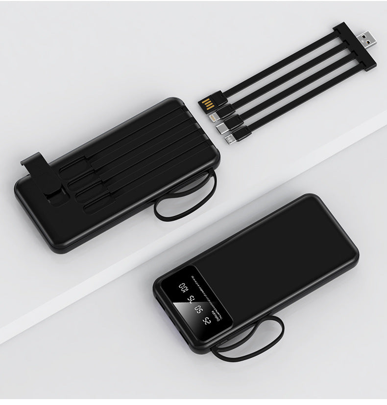 Multifunksjonell Powerbank med integrerte ladekabler Skanto