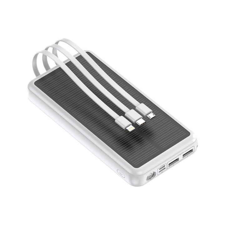 Solenergi Powerbank med Innebygde Ladekabler Skanto