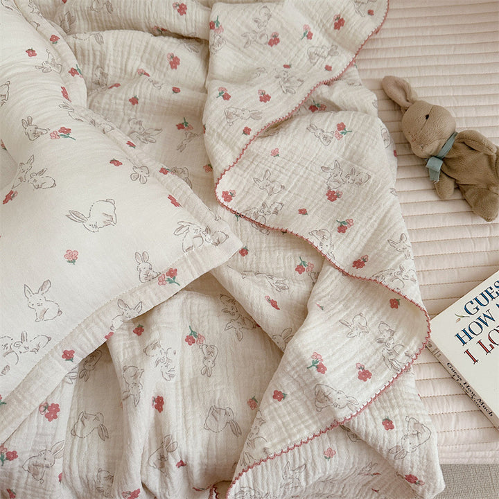 Unisex Cozy Muslin Blanket med Søtt Kanin Design Skanto