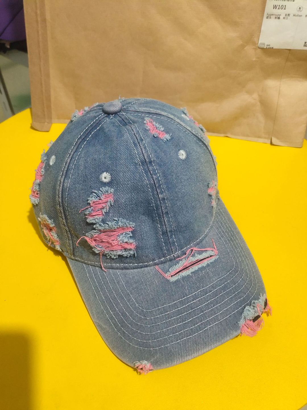 Kvinnes Slitt Denim Baseball Caps Skanto