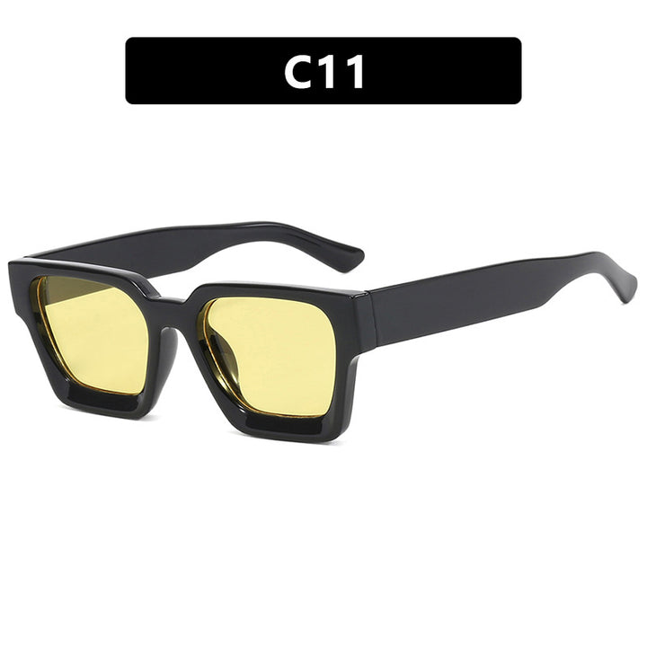 Women's Fashion Square Sunglasses with Robust Frame and Yellow Lenses Skanto