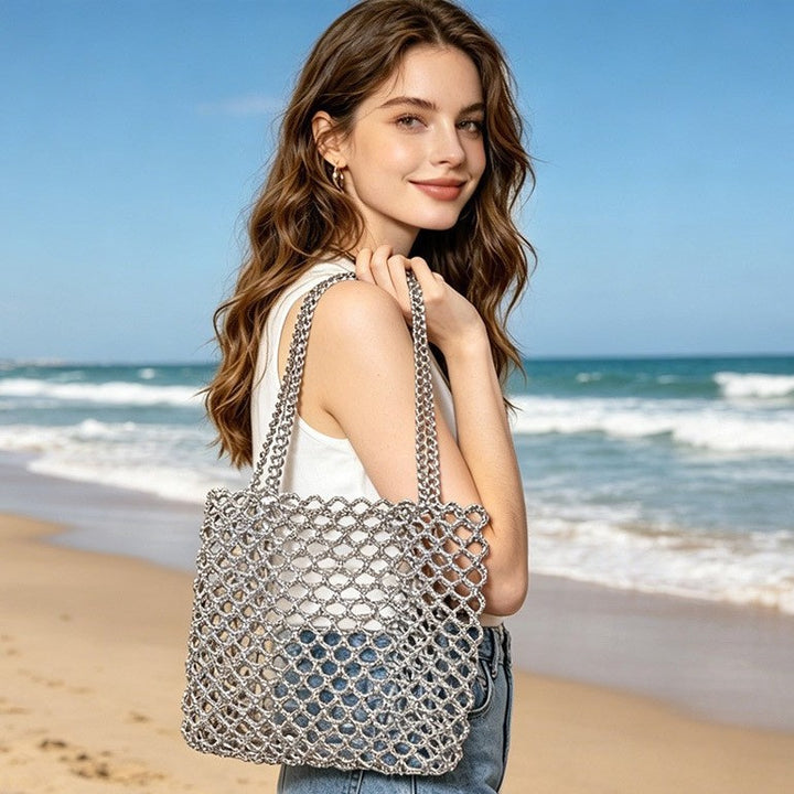 Sparkling Net Bag made of braided material Skanto