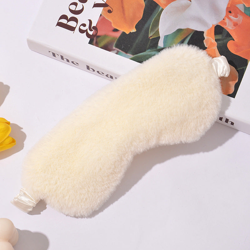 Dame nan fluffy ergonomisk øyemaske med justerbart satinsbånd og mykt kunstpelsdeksel Skanto