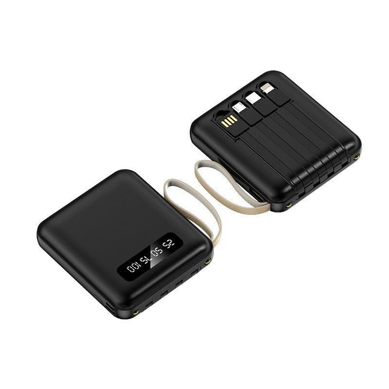 Kompakt powerbank med integrerte ladekabler Skanto