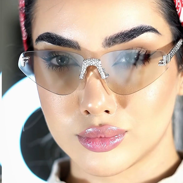 Women's Designer Cat-Eye Sunglasses with Sparkling Rhinestone Decor Skanto