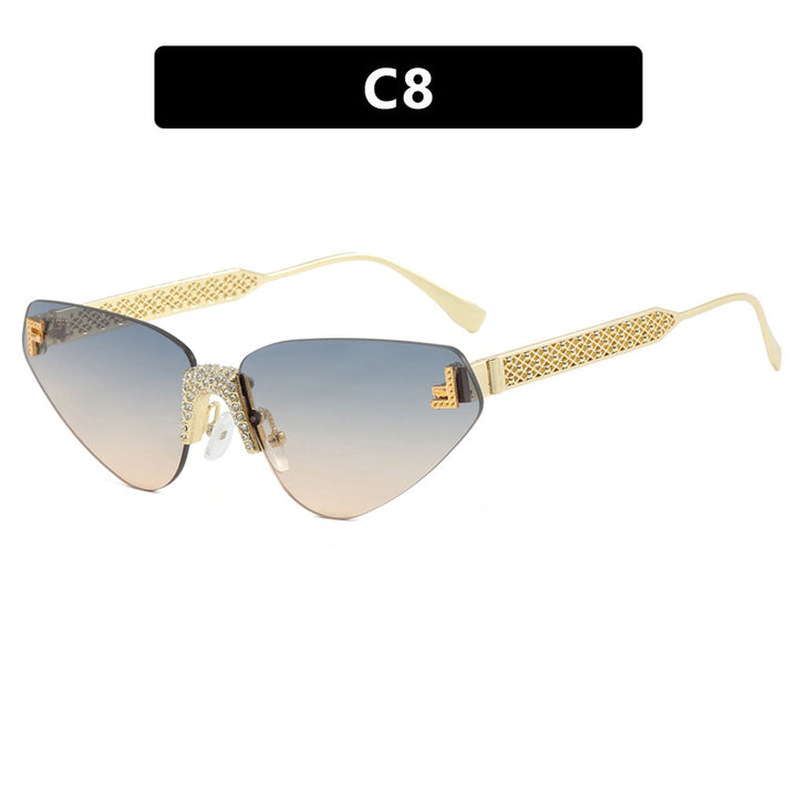 Women's Designer Cat-Eye Sunglasses with Sparkling Rhinestone Decor Skanto
